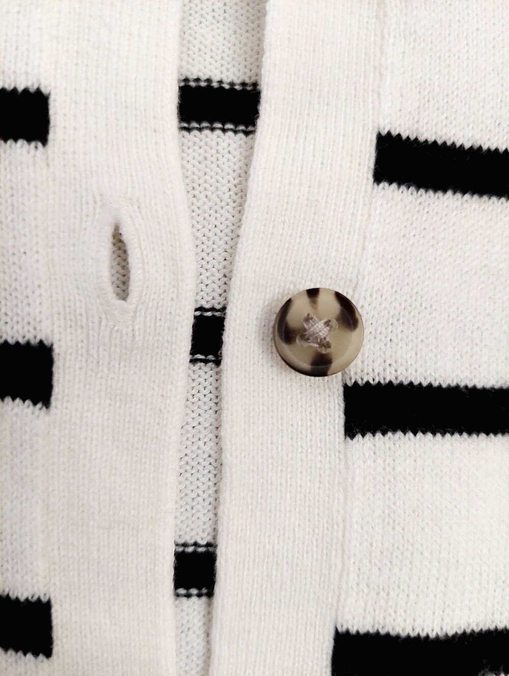 Gap Black & White Stripe Long Sleeve Crew Neck Cardigan Size S - Picture 7 of 13